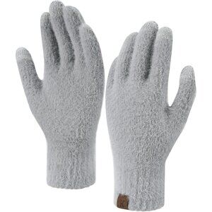 Women's Winter Warm Gray Touchscreen Elastic Cold Weather Velvet Gloves